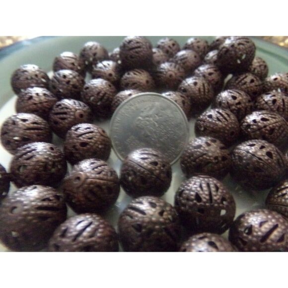 Red Copper Plated Filigree Spacer Beads 14mm - Picture 2 of 2